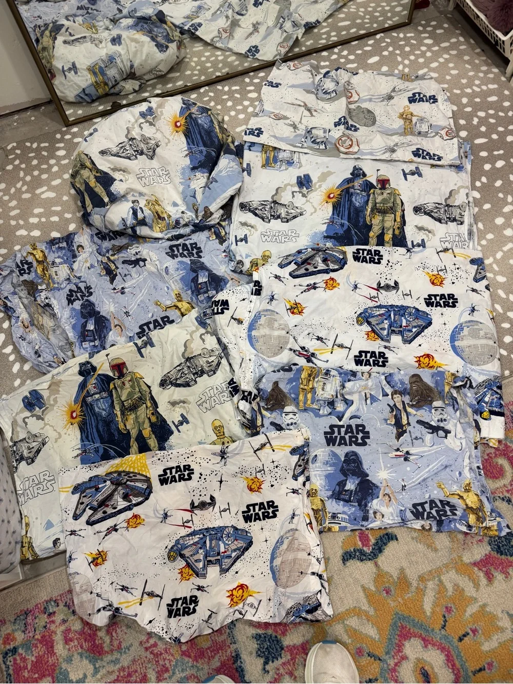 Pottery Barn Kids Star Wars bundle set flat sheet fitted pillowcases twin boys